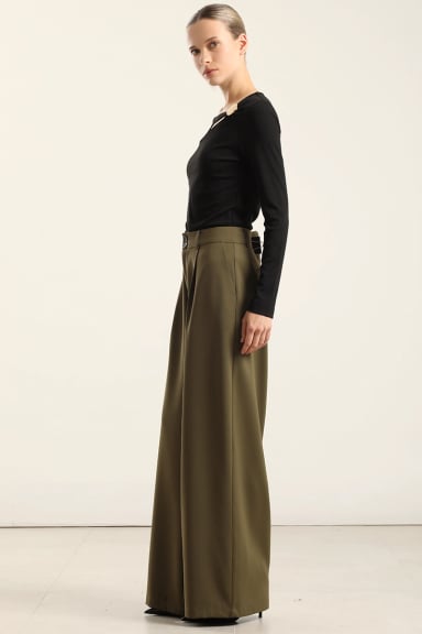 PANTALON ANCHO CON PINZA, MILITAR LIOLA - 5