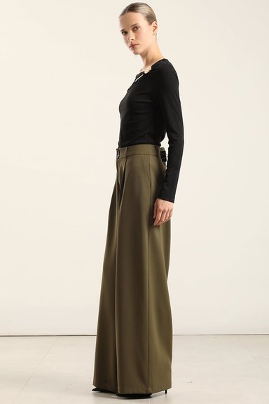 PANTALON ANCHO CON PINZA, MILITAR LIOLA - 5