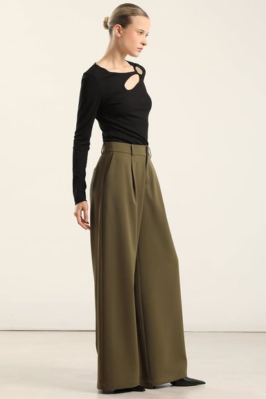 PANTALON ANCHO CON PINZA, MILITAR LIOLA - 6