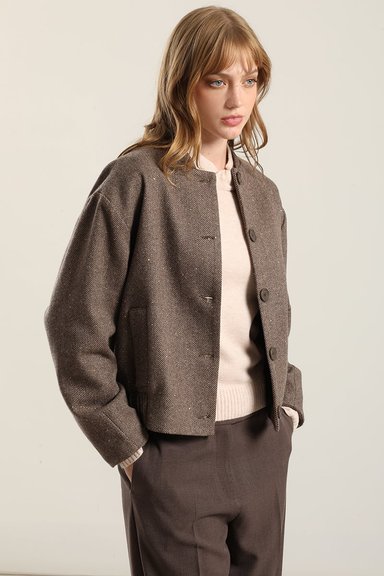 CHAQUETA BOMBER MICRO LENTEJUELAS, CAFE LIOLA - 5