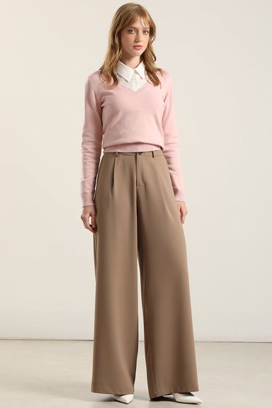 PANTALON ANCHO CON PINZA, TOPO LIOLA - 1