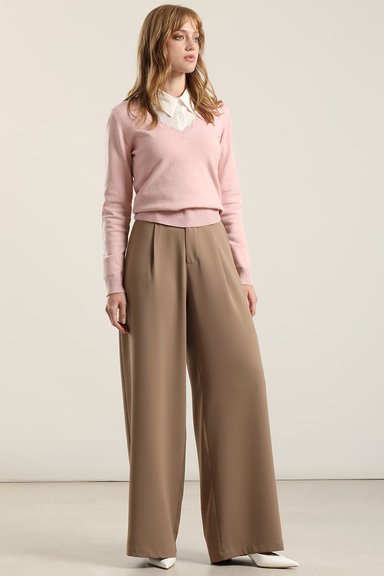 PANTALON ANCHO CON PINZA, TOPO LIOLA - 5