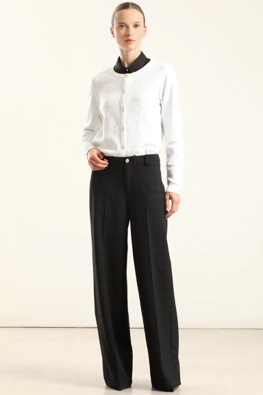PANTALON ANCHO CUADROS FANTASIA, NEGRO LIOLA - 1
