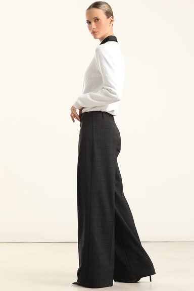 PANTALON ANCHO CUADROS FANTASIA, NEGRO LIOLA - 4