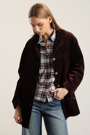 CHAQUETON GABARDINA EFECTO TERCIOPELO, CHOCOLATE LIOLA - 1