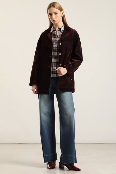 CHAQUETON GABARDINA EFECTO TERCIOPELO, CHOCOLATE LIOLA - 2