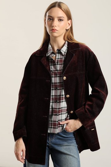 CHAQUETON GABARDINA EFECTO TERCIOPELO, CHOCOLATE LIOLA - 4