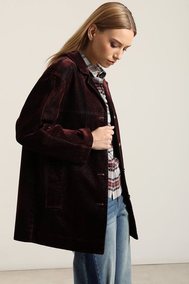 CHAQUETON GABARDINA EFECTO TERCIOPELO, CHOCOLATE LIOLA - 5