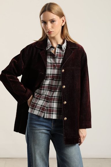 CHAQUETON GABARDINA EFECTO TERCIOPELO, CHOCOLATE LIOLA - 6