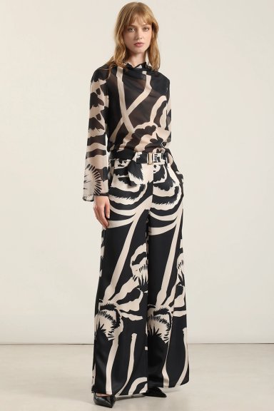 PANTALON ANCHO ESTAMPADO, NEGRO LIOLA - 1
