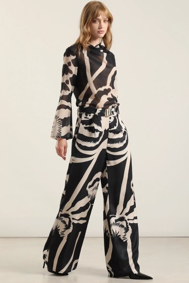 PANTALON ANCHO ESTAMPADO, NEGRO LIOLA - 2