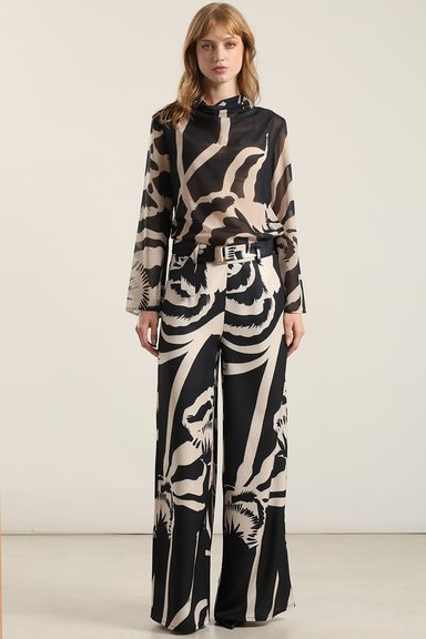 PANTALON ANCHO ESTAMPADO, NEGRO LIOLA - 5