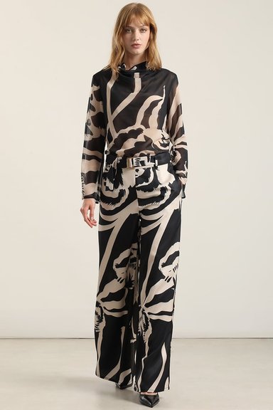 PANTALON ANCHO ESTAMPADO, NEGRO LIOLA - 6