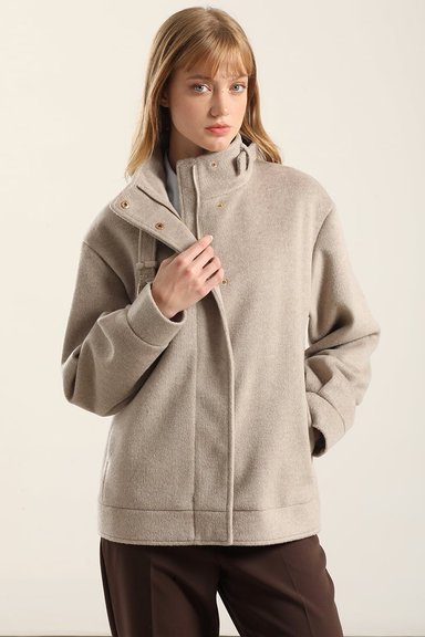 CHAQUETA BOMBER, MUFLON FANTASIA BEIGE LIOLA - 1