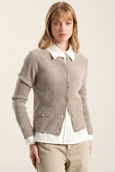 CARDIGAN PUNTO, BOTON FANTASIA, TOPO LIOLA - 1