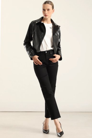 JEANS COLOR SLIM TACHAS, NEGRO LIOLA - 1