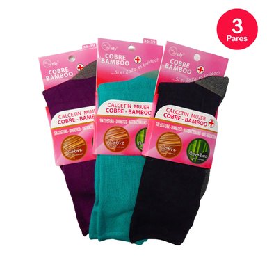 PACK X3 CALCETINES MUJER MIKE'S DIABÉTICO COBRE Y BAMBOO - 4
