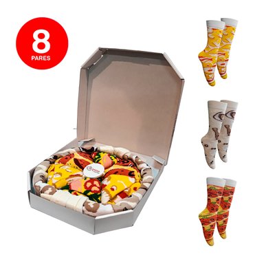 PACK X4 CALCETINES UNISEX MIKE'S DIVERTIDOS CAJA PIZZA - 1