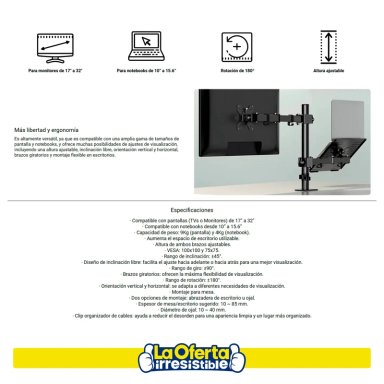 SOPORTE MONITOR NOTEBOOK KOLKE BRAZO ARTICULADO - 3