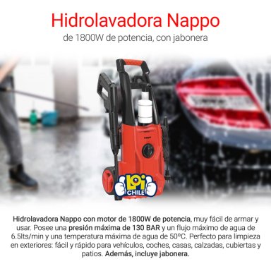 HIDROLAVADORA NAPPO 1800W JABONERA 5MTS MANGUERA - 3