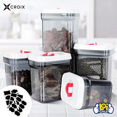 SET DE 5 RECIPIENTES HERMÉTICOS CROIX APILABLES + ETIQUETAS - 7