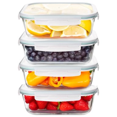 SET 4 CONTENEDORES HERME TICOS CROIX DE VIDRIO 370ML - 1