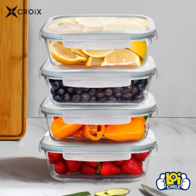 SET 4 CONTENEDORES HERME TICOS CROIX DE VIDRIO 370ML - 8