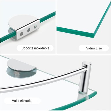 REPISAS ESQUINERAS DE VIDRIO 4 UNIDADES PARA DUCHA BAÑO - 4