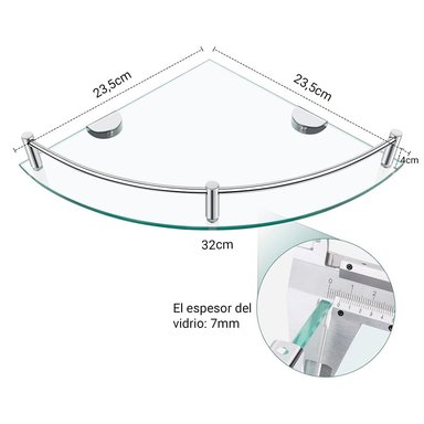 REPISAS ESQUINERAS DE VIDRIO 4 UNIDADES PARA DUCHA BAÑO - 5