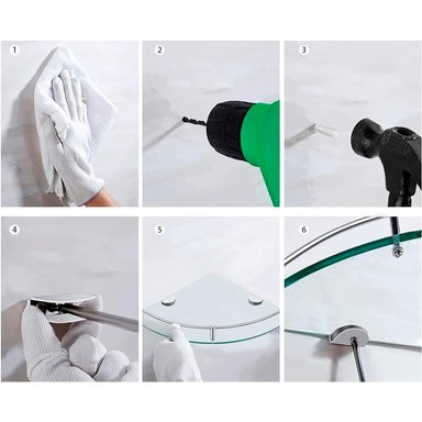 REPISAS ESQUINERAS DE VIDRIO 4 UNIDADES PARA DUCHA BAÑO - 7