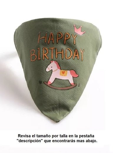 BANDANA PERROS GATOS FELIZ CUMPLEAÑOS WINPET VERDE TALLA M - 1