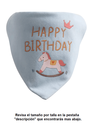 BANDANA PERROS GATOS FELIZ CUMPLEAÑOS WINPET CELESTE TALLA M - 1