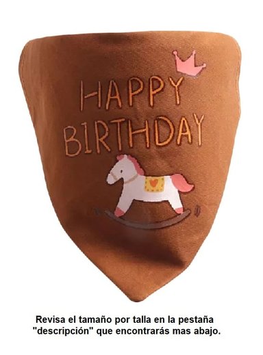 BANDANA PERROS GATOS FELIZ CUMPLEAÑOS WINPET CAFÉ TALLA M - 1