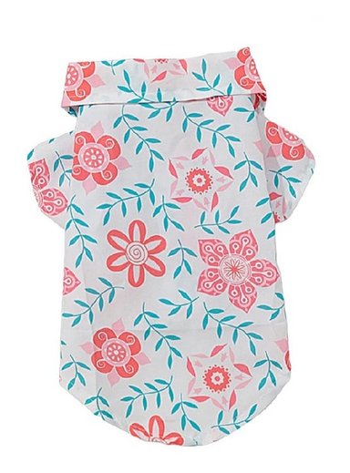ROPA CAMISA PERROS GATOS GUAYABERA FLORES WINPET TALLA L - 1