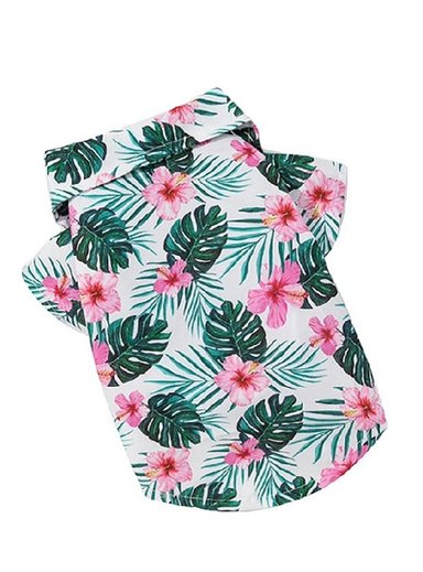 ROPA CAMISA PERROS GATOS GUAYABERA PALM PINK WINPET TALLA L - 1