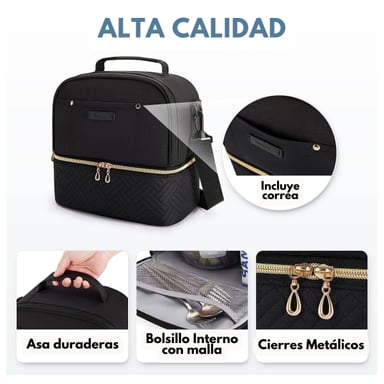 TOURIT LONCHERA CON AISLAMIENTO TÉRMICO CUBIERTA DOBLE 10,6L - NEGRO - 4