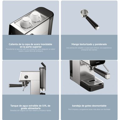 XIAOMI CAFETERA ESPRESSO SEMI-AUTOMATICA 20 BARES ACERO INOXIDABLE - 8
