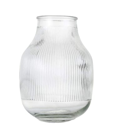 FLORERO JARRON DECORATIVO VIDRIO LINEAS FLORES 18X12CM - 1