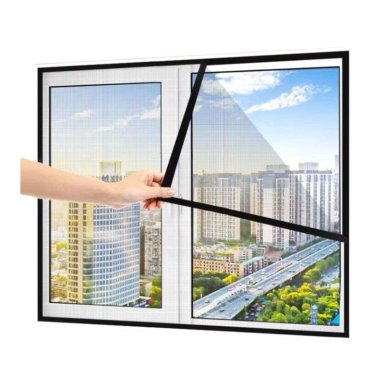 MALLA MOSQUITERA CORTINA CON CIERRE IMÁNES PUERTAS 150X220CM NEGRO - 1