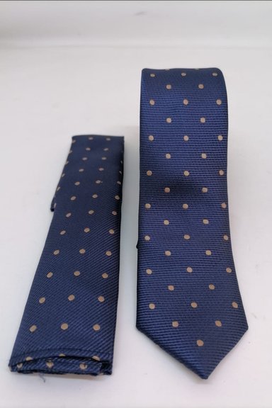 CORBATA MICROFIBRA UA-KIPA AZUL CON PAÑUELO - 1