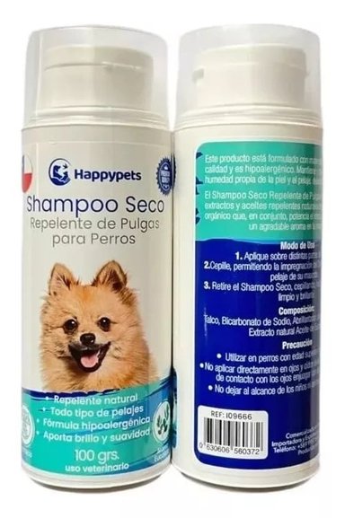 SHAMPOO SECO REPELENTE DE PULGAS PARA PERROS, HIPOALERGÉNICO - 2