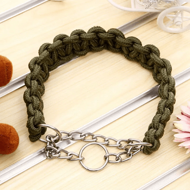 SET CORREA PERROS TRENZADA GRANDES + COLLAR AHORQUE XL VERDE DEFENSOR FOREVER - 4