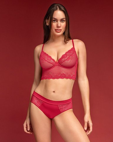 BUSTIER MUJER LEONISA 91078 SIEMPRE SEXY EN ENCAJE ELÁSTICO ROJO - 3