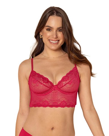 BUSTIER MUJER LEONISA 91078 SIEMPRE SEXY EN ENCAJE ELÁSTICO ROJO - 5