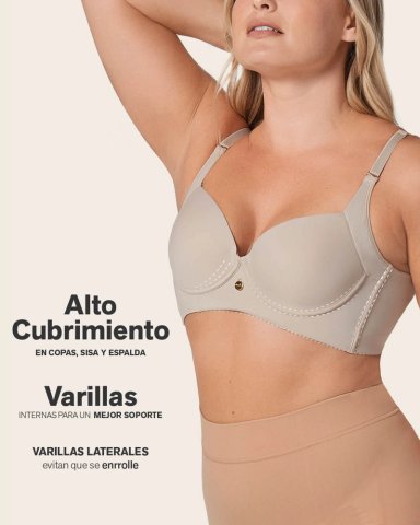 SOSTE N DE REALCE SUAVE Y CUBRIMIENTO ALTO EN SISA Y ESPALDA COVER BRA 011970 AZUL CIELO - 4