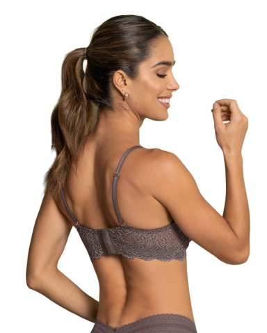 SOSTÉN MUJER LEONISA 71345 DOBLE REALCE ESCOTE PROFUNDO ELABORADO EN ENCAJE VINO TINTO - 2