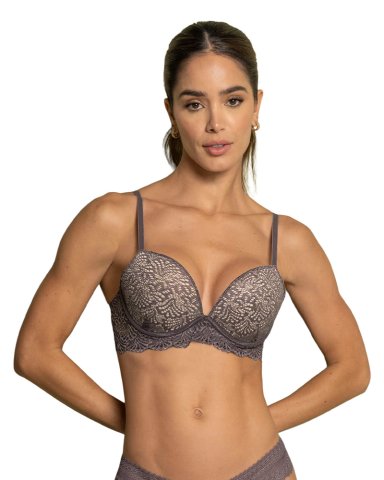 SOSTÉN MUJER LEONISA 71345 DOBLE REALCE ESCOTE PROFUNDO ELABORADO EN ENCAJE VINO TINTO - 5