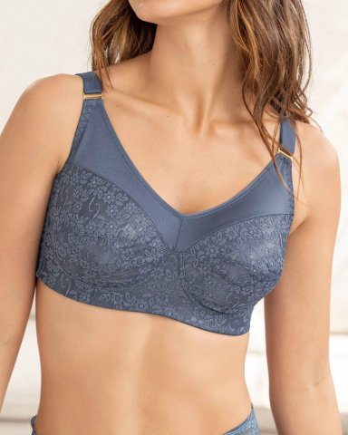 SOSTÉN MUJER LEONISA 11715 CLÁSICO TRIANGULAR DE MÁXIMO CUBRIMIENTO AZUL GRISÁCEO - 5