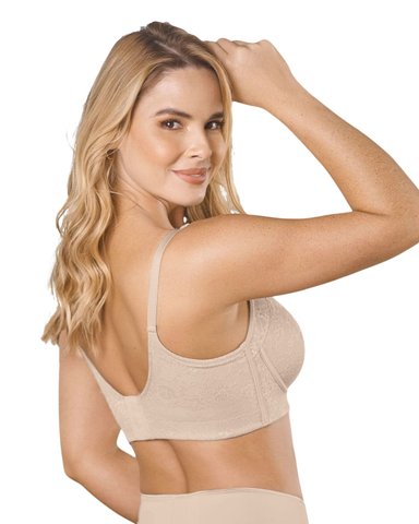 SOSTÉN MUJER LEONISA 11996 REALCE SUAVE CUBRIMIENTO ALTO EN SISA Y ESPALDA COVER BRA ENCAJE BEIGE - 2