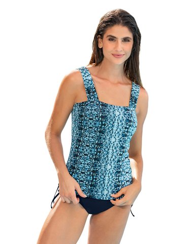 TANKINI CON CAMISETA DE ESCOTE RECTO Y CALZON GRADUABLE 201574N AZUL - 1